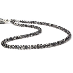 4-6.5mm Black Tourmalinated Quartz faceted rondelles 18.5 inch 126 beads (ONLINE ORDER ONLY)
