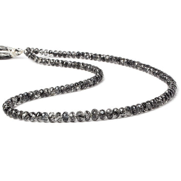 4-6.5mm Black Tourmalinated Quartz faceted rondelles 18.5 inch 126 beads (ONLINE ORDER ONLY)