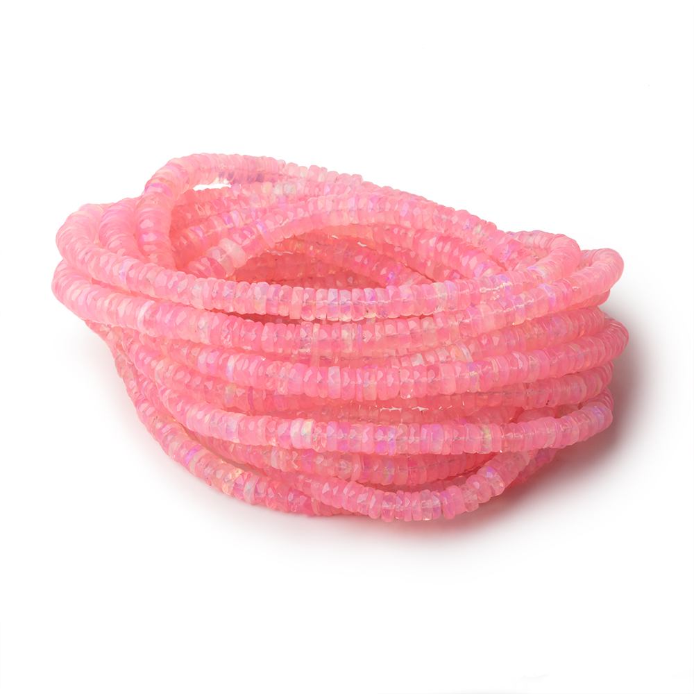 4-6.5mm Pink Ethiopian Opal Faceted Heishi 16 inch 230 Beads AA (ONLINE ORDER ONLY)