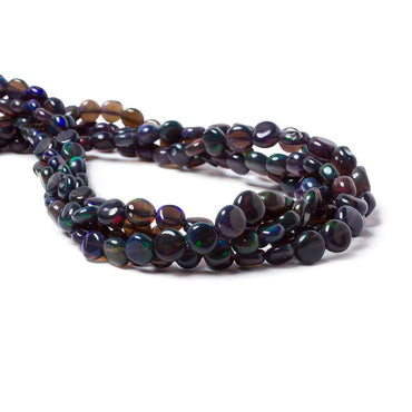 4 - 6mm Blue Ethiopian Opal Plain Coin Beads 18 inch 84 pieces (ONLINE ORDER ONLY)