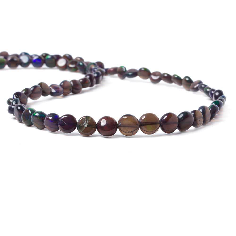 4 - 6mm Blue Ethiopian Opal Plain Coin Beads 18 inch 84 pieces (ONLINE ORDER ONLY)