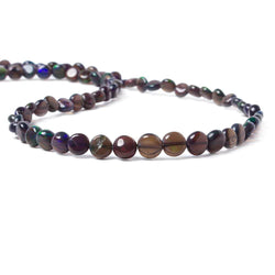 4 - 6mm Blue Ethiopian Opal Plain Coin Beads 18 inch 84 pieces (ONLINE ORDER ONLY)