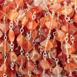 4-6mm Carnelian Faceted Square Beads on .925 Silver Chain (ONLINE ORDER ONLY)