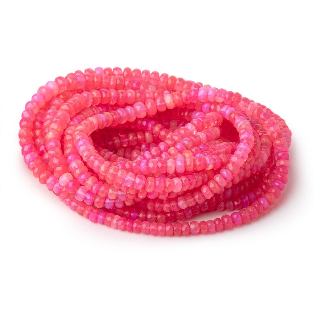 4-6mm Pink Ethiopian Opal Faceted Rondelle Beads 16 inch 133 pieces AA (ONLINE ORDER ONLY)