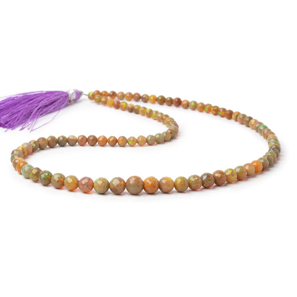 4-7.5mm Dark Golden Ethiopian Opal Faceted Rounds 18 inch 91 Beads AA (ONLINE ORDER ONLY)
