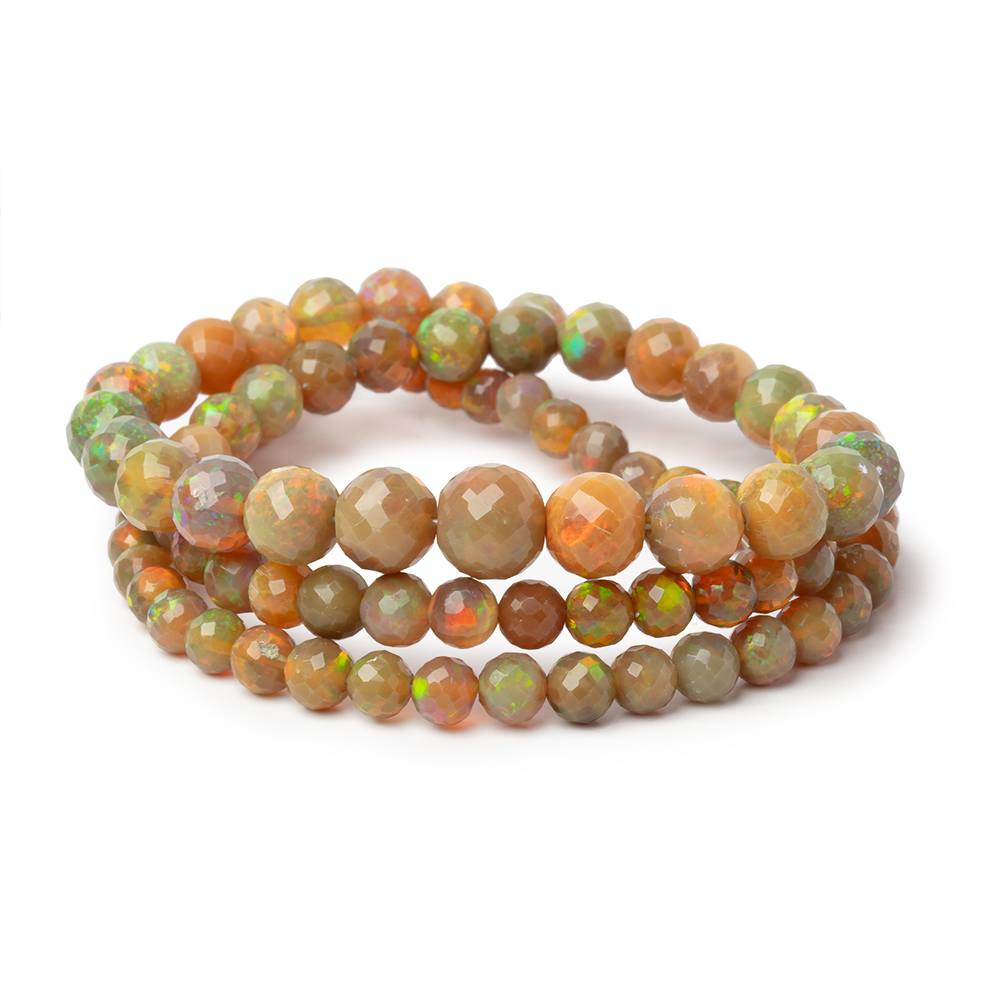 4-7.5mm Dark Golden Ethiopian Opal Faceted Rounds 18 inch 91 Beads AA (ONLINE ORDER ONLY)