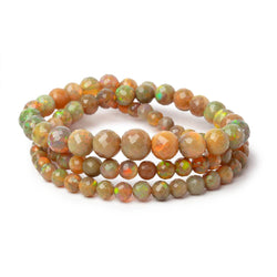 4-7.5mm Dark Golden Ethiopian Opal Faceted Rounds 18 inch 91 Beads AA (ONLINE ORDER ONLY)