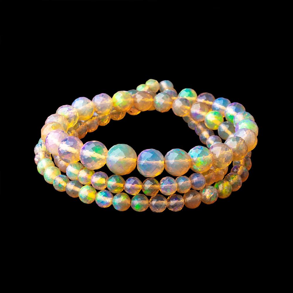 4-7.5mm Ethiopian Opal Faceted Round Beads 17 inch 96 pieces AAA (ONLINE ORDER ONLY)