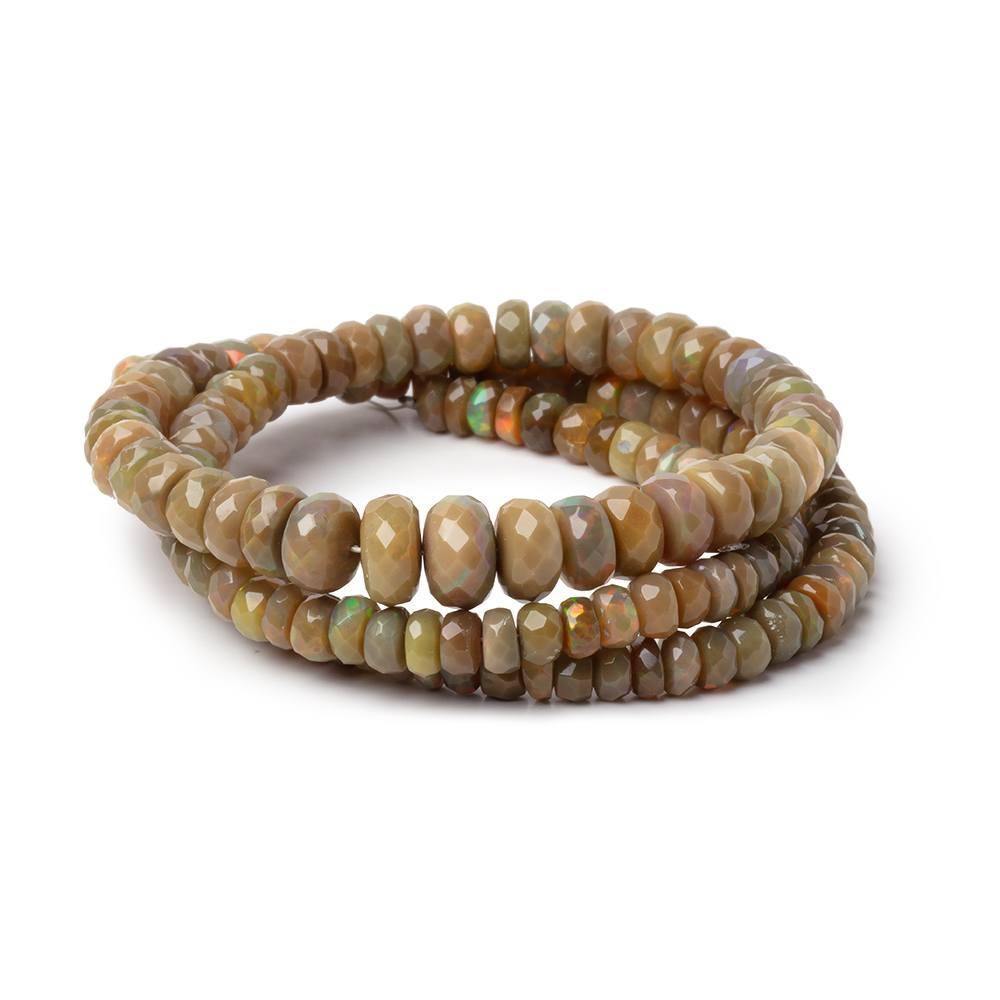 4-7.5mm Olive Brown Ethiopian Opal Faceted Rondelles 16.5 inch 154 Beads (ONLINE ORDER ONLY)