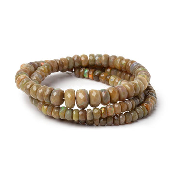 4-7.5mm Olive Brown Ethiopian Opal Faceted Rondelles 16.5 inch 154 Beads (ONLINE ORDER ONLY)