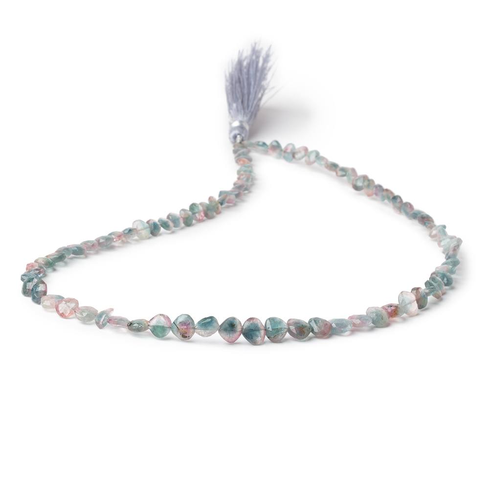 4-7mm Bi-Color Indicolite Tourmaline Faceted Heart 15.5 inch 75 Beads (ONLINE ORDER ONLY)