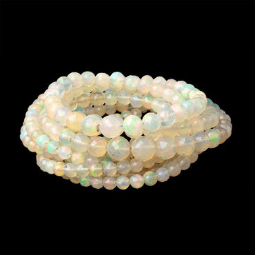 4-7mm Creamy Ethiopian Opal Faceted Rounds 17 inch 97 Beads AAA (ONLINE ORDER ONLY)