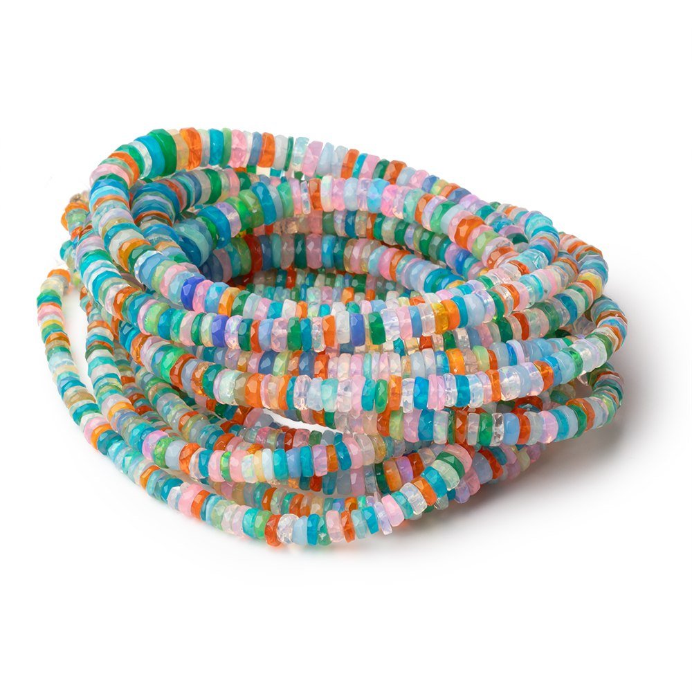 4-7mm Multi Color Ethiopian Opal Faceted Heishi 15.5 inch 240 Beads AA (ONLINE ORDER ONLY)