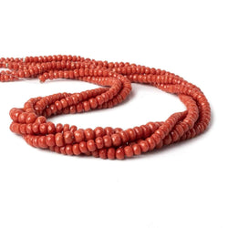 2-4mm Natural Red Italian Coral faceted rondelles 18 inch 170 pieces AA (ONLINE ORDER ONLY)