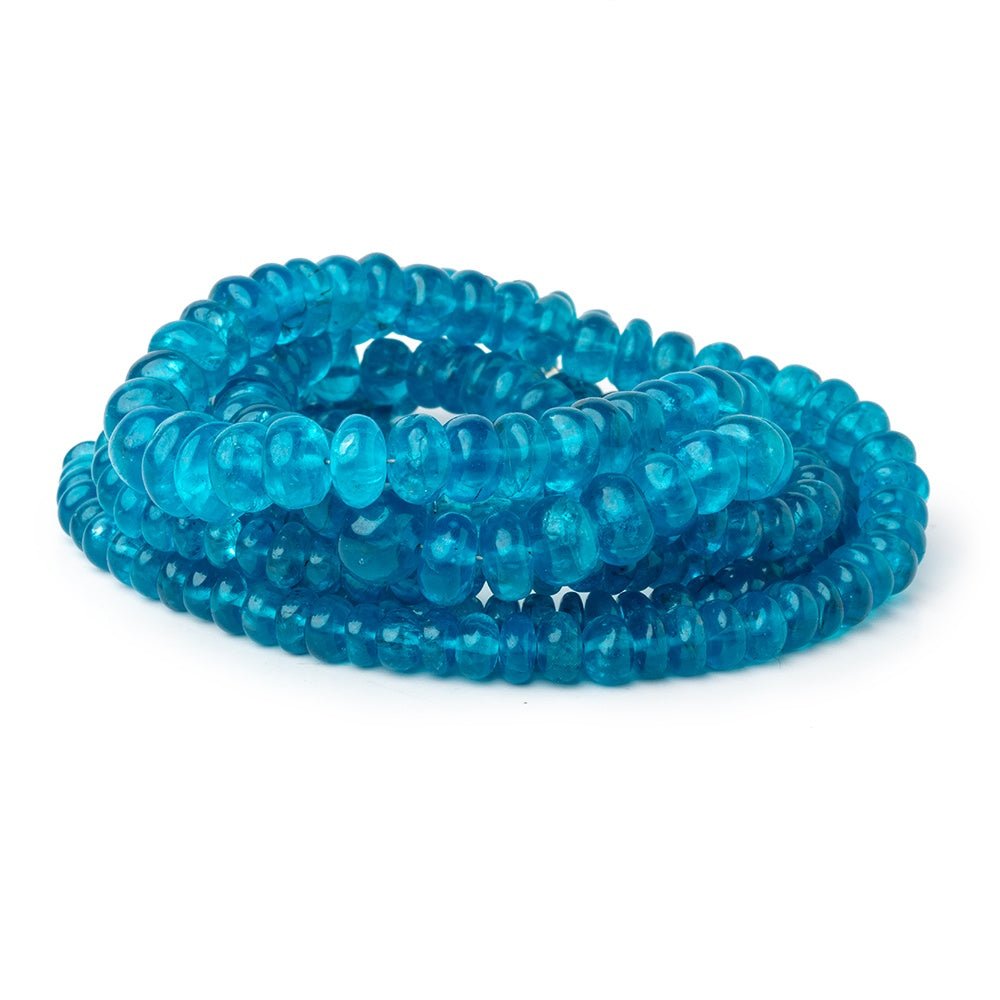 4-8.5mm Neon Blue Apatite Plain Rondelle Beads 18 inch 139 pieces AA (ONLINE ORDER ONLY)