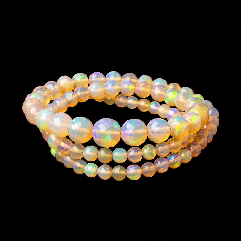 4-8mm Golden Ethiopian Opal Faceted Rounds 18 inch 94 Beads AAA (ONLINE ORDER ONLY)