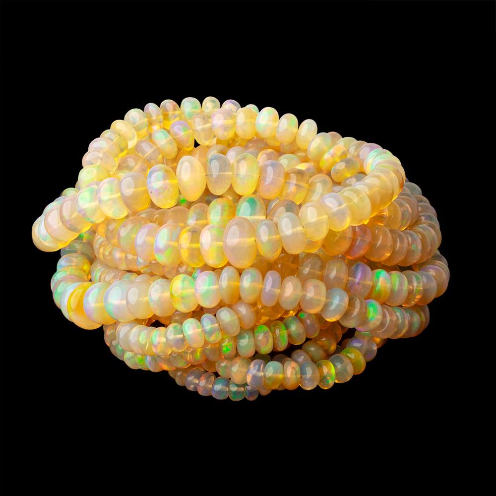 4-8mm Golden Ethiopian Opal Plain Rondelle Beads 16 inch 110 pieces AA (ONLINE ORDER ONLY)