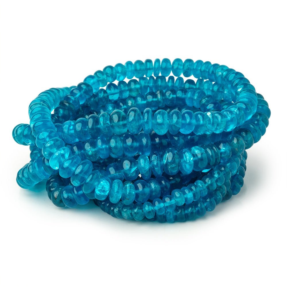 4-8mm Neon Blue Apatite Plain Rondelle Beads 18 inch 156 pieces A (ONLINE ORDER ONLY)