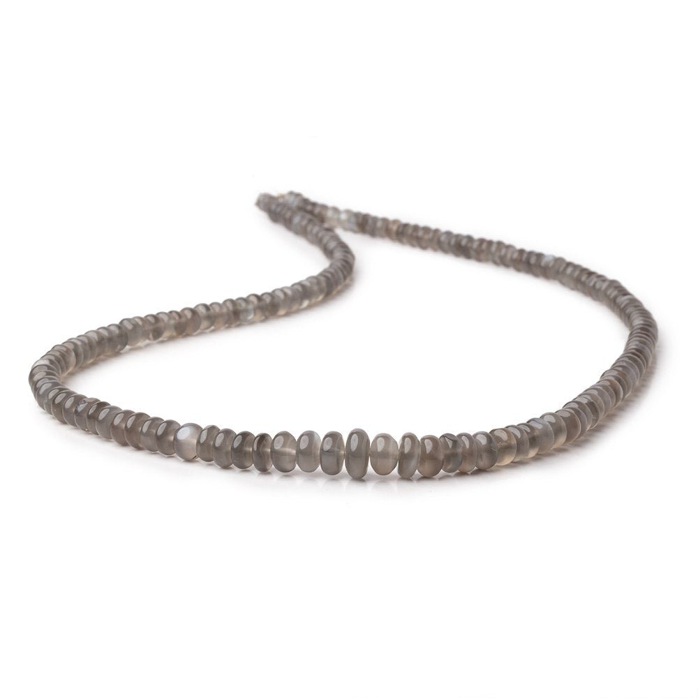4-8mm Platinum Grey Moonstone plain rondelles 18 inch 150 beads (ONLINE ORDER ONLY)
