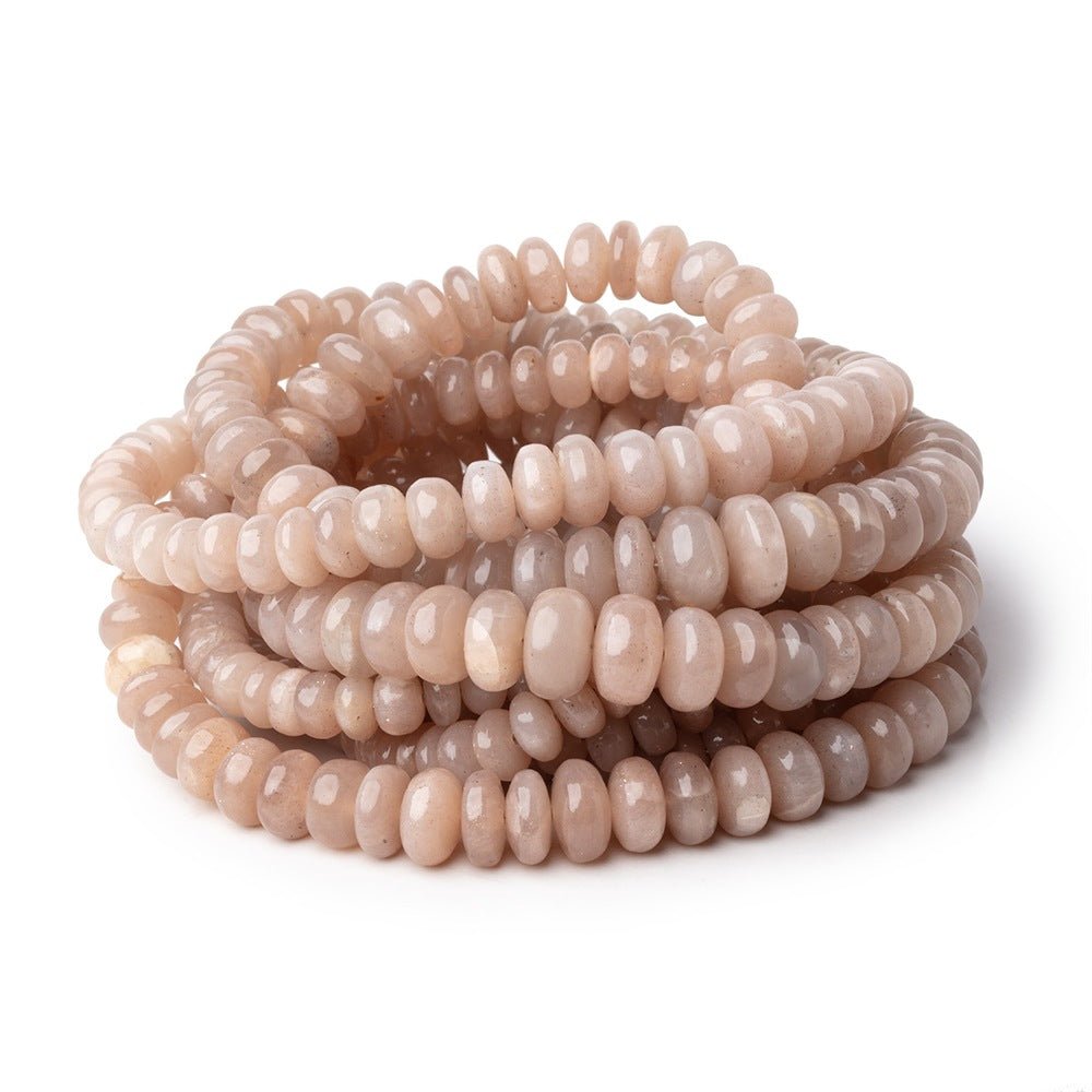 4-9mm Peach Moonstone Plain Rondelle Beads 18 inch 124 pieces (ONLINE ORDER ONLY)