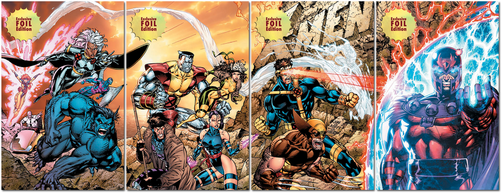[4 PACK 🚨 Limited Edition! 🚨] [FOIL] X-Men 1991 #1 Facsimile Edition Unknown Comics Jim Lee Exclusive Connecting Cover PREMIUM Var (02/12/2025) (ONLINE ORDER ONLY)