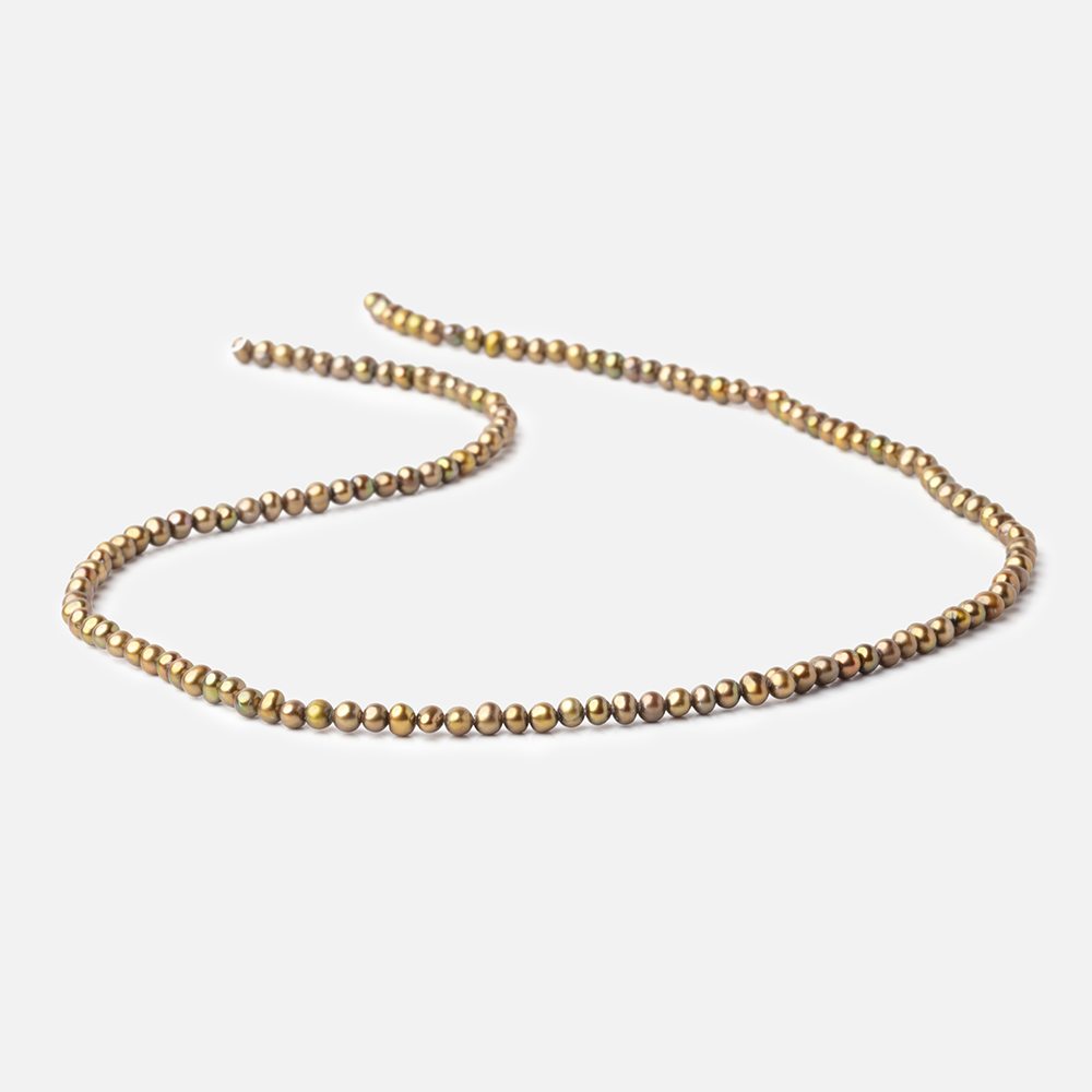 3.5x3mm Light Olive Green Off Round Freshwater Pearl 16 inch 135 pieces (ONLINE ORDER ONLY)