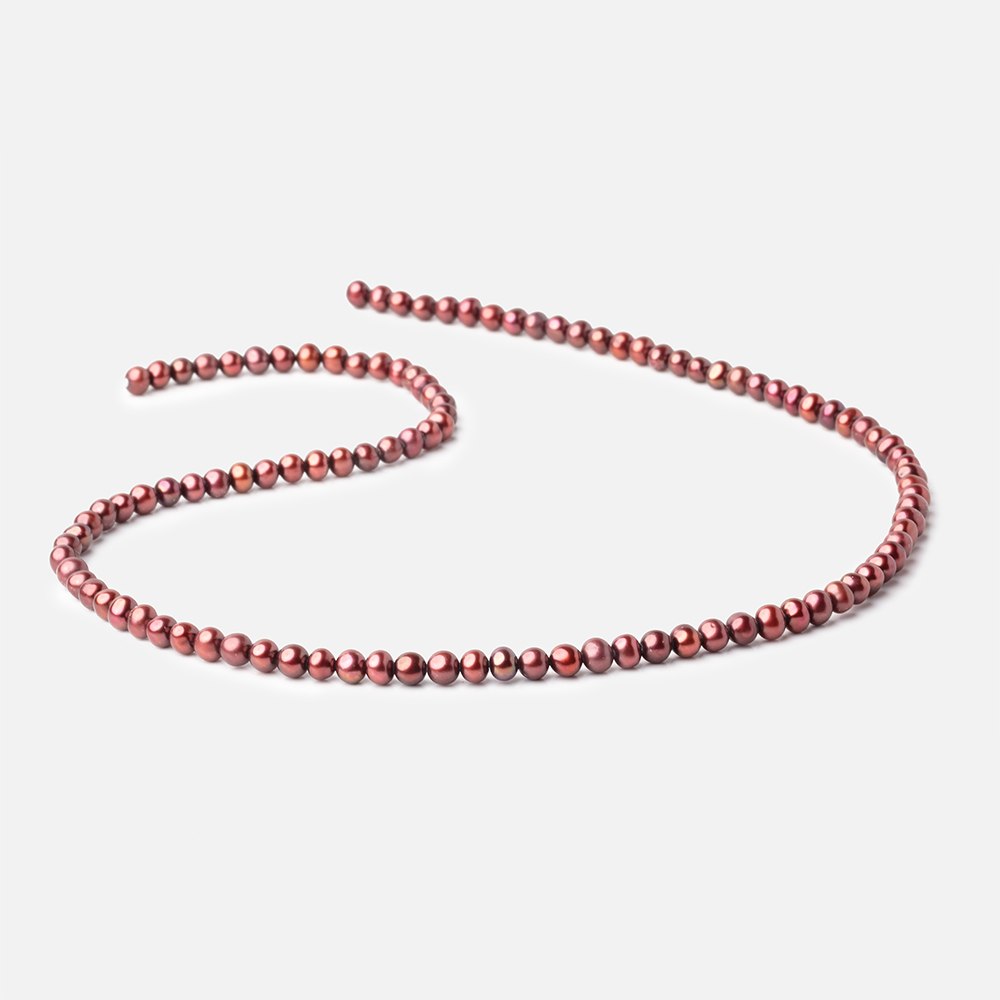 4x3mm Wine Off Round Freshwater Pearls 16 inch 108 pieces (ONLINE ORDER ONLY)