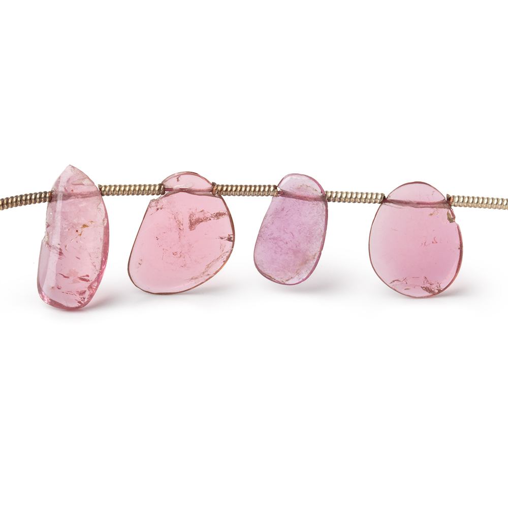 10-12mm Pink Tourmaline Top Drilled Natural Crystal Slices 21 beads (ONLINE ORDER ONLY)