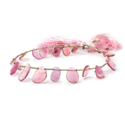 10-12mm Pink Tourmaline Top Drilled Natural Crystal Slices 21 beads (ONLINE ORDER ONLY)