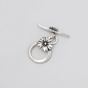 11.5mm Antiqued Sterling Silver Flower Toggle 1 piece (ONLINE ORDER ONLY)