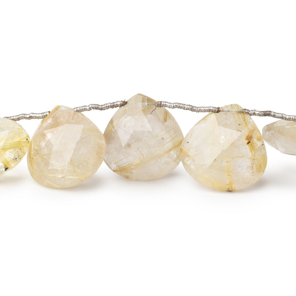 15-16mm Rutilated Quartz Faceted Heart Beads 6.5 inch 11 pieces (ONLINE ORDER ONLY)