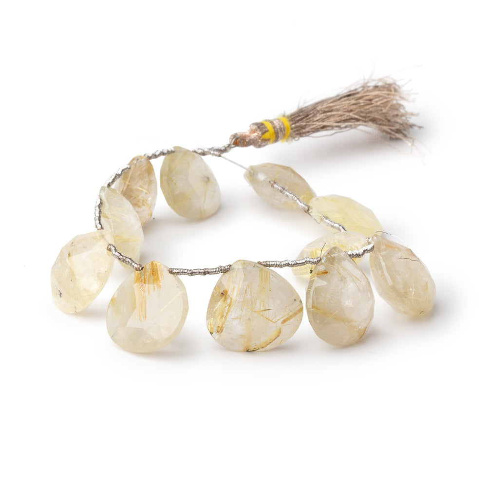 15-16mm Rutilated Quartz Faceted Heart Beads 6.5 inch 11 pieces (ONLINE ORDER ONLY)