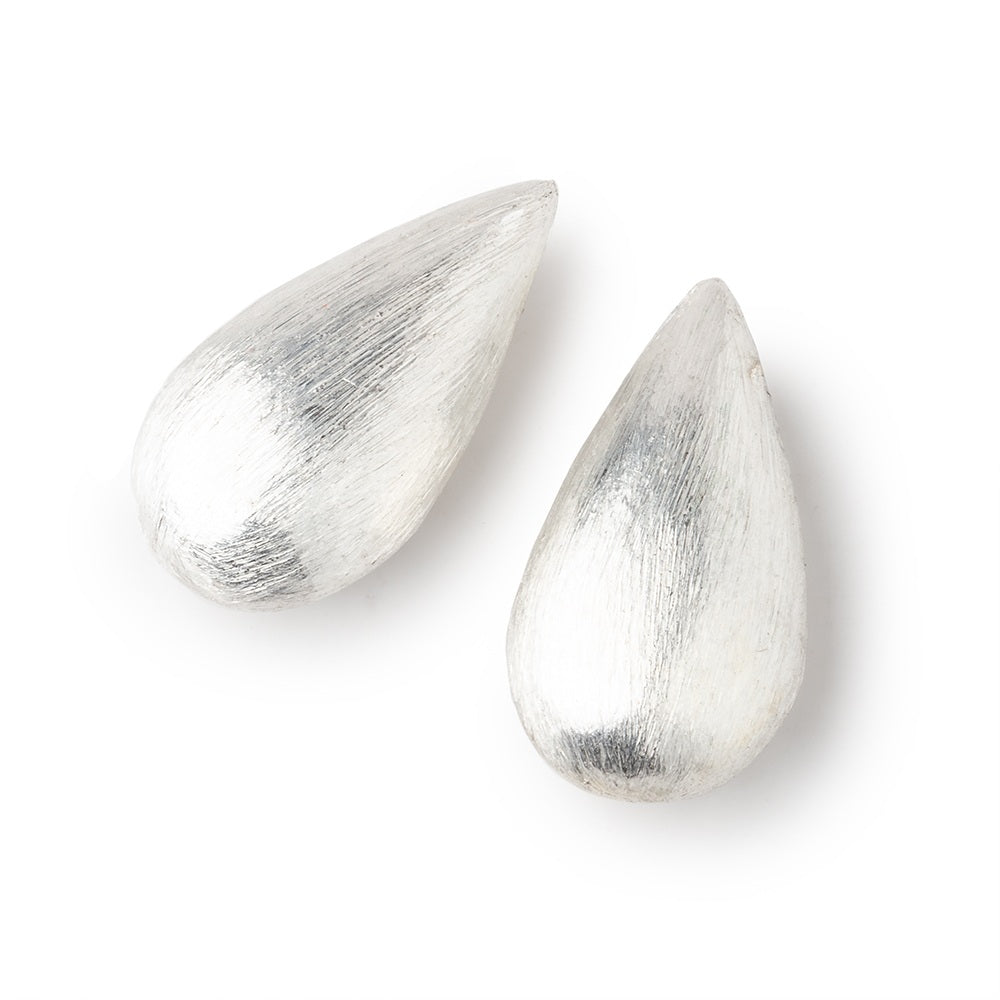26x13mm Sterling Silver Plated Copper Bead Tear Drop Brushed Finish 2pcs (ONLINE ORDER ONLY)