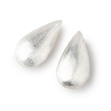 26x13mm Sterling Silver Plated Copper Bead Tear Drop Brushed Finish 2pcs (ONLINE ORDER ONLY)