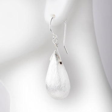 26x13mm Sterling Silver Plated Copper Bead Tear Drop Brushed Finish 2pcs (ONLINE ORDER ONLY)