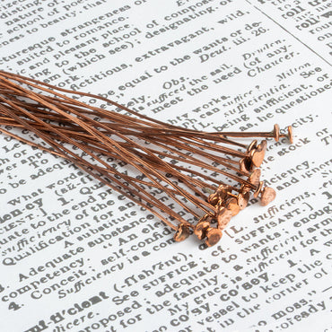 3" length Copper Headpin Heart 22 Guage 22 pcs per bag (ONLINE ORDER ONLY)