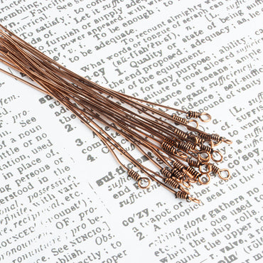 3" length Copper Eyepin Wrapped Wire 22 Guage 22 pcs per bag (ONLINE ORDER ONLY)