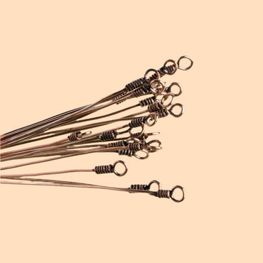 3" length Copper Eyepin Wrapped Wire 22 Guage 22 pcs per bag (ONLINE ORDER ONLY)