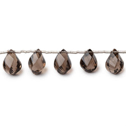 10x6mm Smoky Quartz Top Drilled Faceted Twist Beads 8 inch 17 pieces (ONLINE ORDER ONLY)