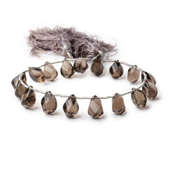 10x6mm Smoky Quartz Top Drilled Faceted Twist Beads 8 inch 17 pieces (ONLINE ORDER ONLY)