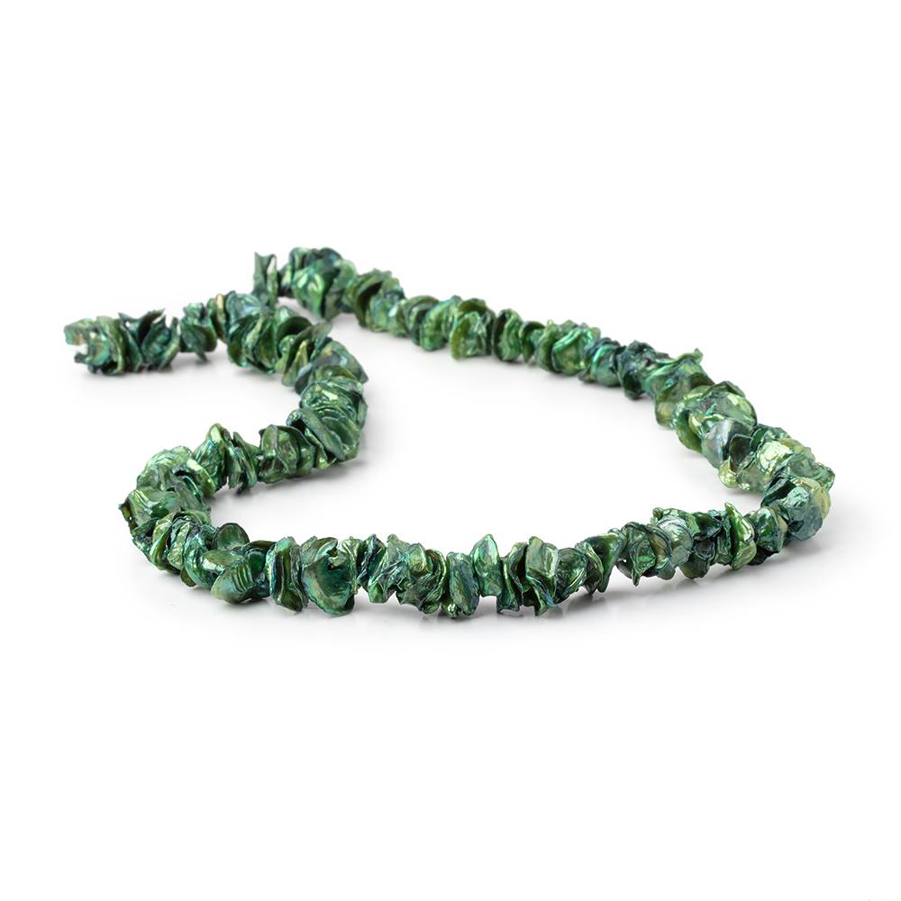 8-10mm Forest Green Center Drill Keshi Freshwater Pearl 14.5 inch 172 Beads (ONLINE ORDER ONLY)