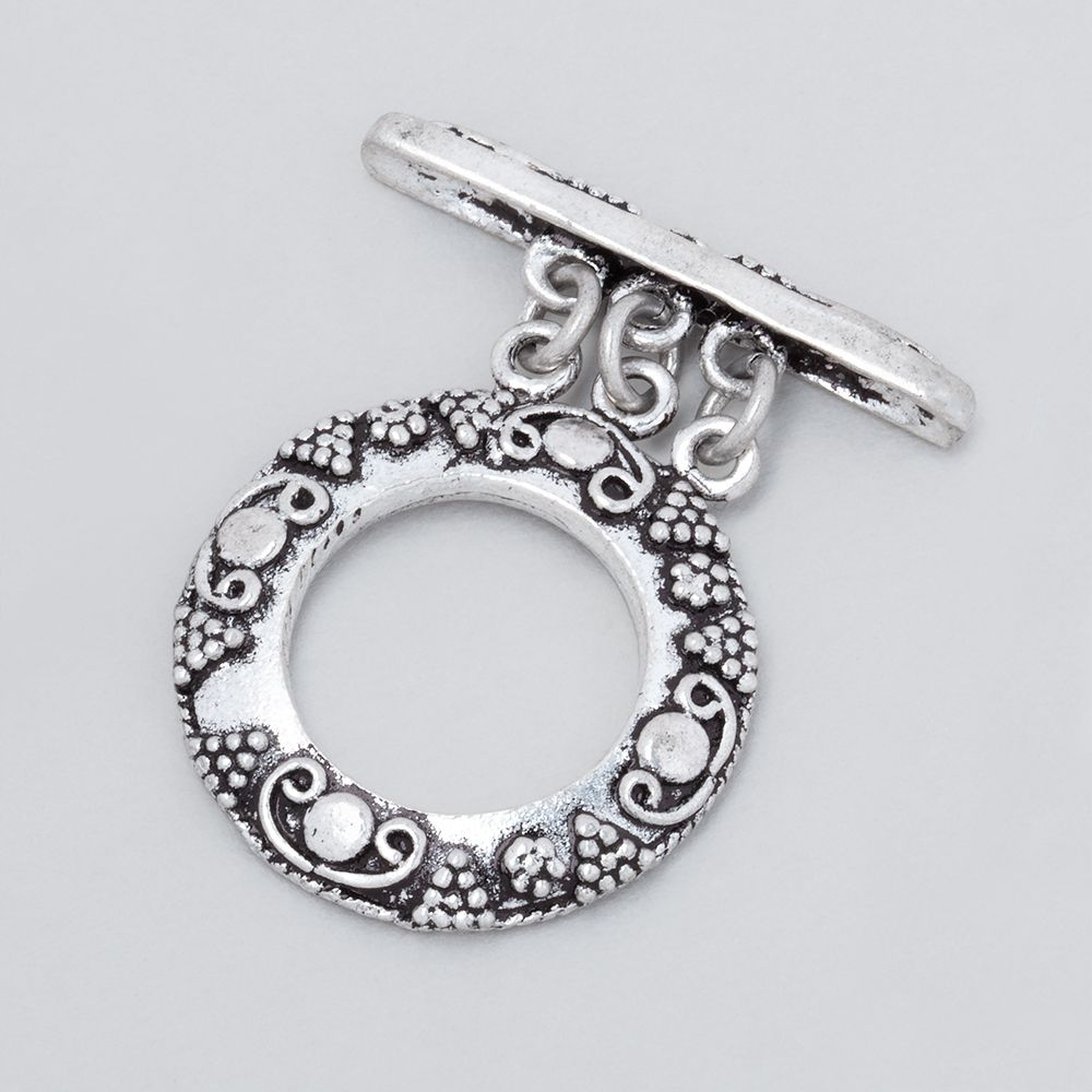 20mm Antiqued Sterling Silver Round Triple Strand Toggle 1 Finding (ONLINE ORDER ONLY)