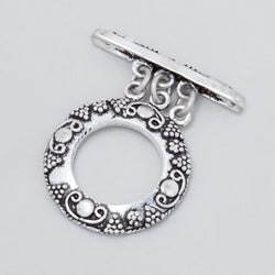 20mm Antiqued Sterling Silver Round Triple Strand Toggle 1 Finding (ONLINE ORDER ONLY)