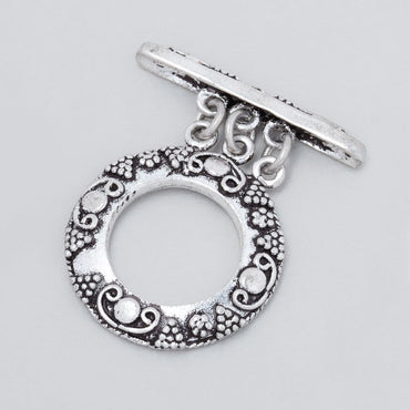 20mm Antiqued Sterling Silver Round Triple Strand Toggle 1 Finding (ONLINE ORDER ONLY)