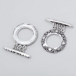 20mm Antiqued Sterling Silver Round Triple Strand Toggle 1 Finding (ONLINE ORDER ONLY)