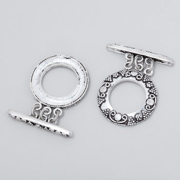 20mm Antiqued Sterling Silver Round Triple Strand Toggle 1 Finding (ONLINE ORDER ONLY)