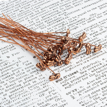 3" length Copper Ribbon Design Headpin, 22 Guage 22 pieces (ONLINE ORDER ONLY)