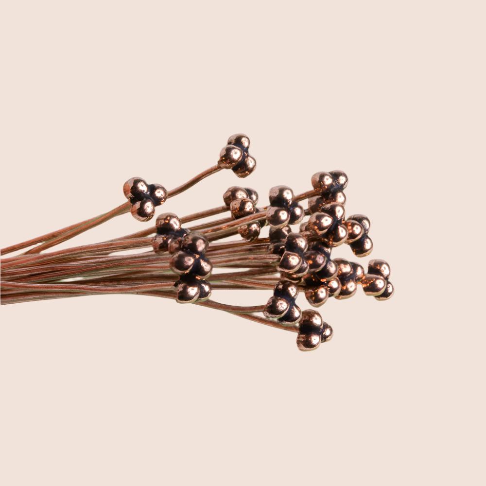 3" length Copper 3 Ball Design Headpin, 22 Guage 22 Pieces (ONLINE ORDER ONLY)