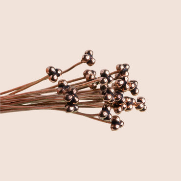 3" length Copper 3 Ball Design Headpin, 22 Guage 22 Pieces (ONLINE ORDER ONLY)
