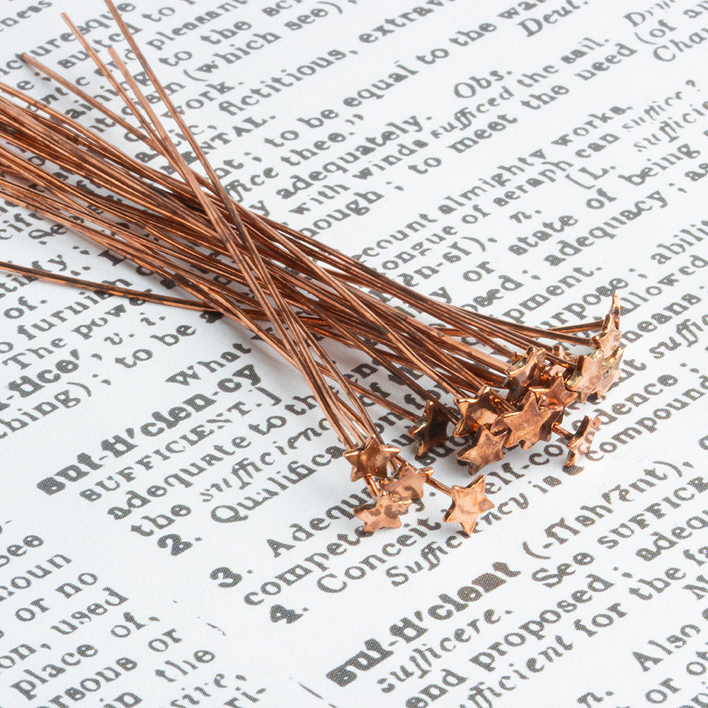 3 inch Copper Star Headpin 22 gauge 22 pieces per bag (ONLINE ORDER ONLY)